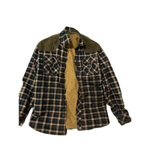 Insulated Brown Black Flannel Shirt Mens Medium